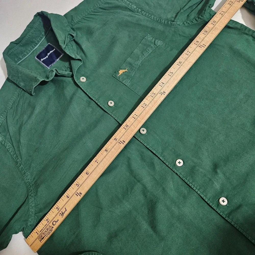 Tommy Bahama Mens Small Green Cotton Silk Blend Long Sleeve Button Down Shirt